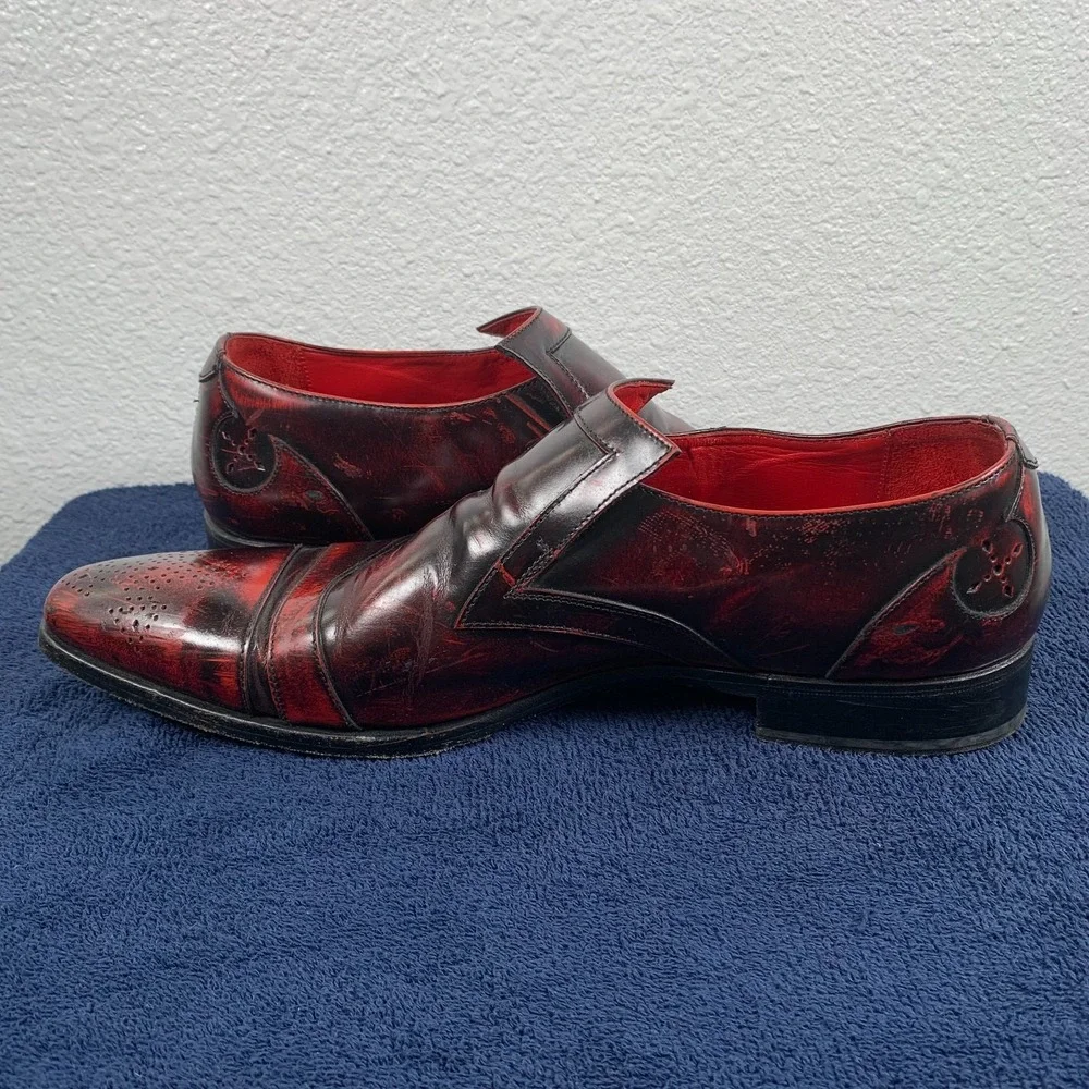 Jeffery West Shoes Villain Red Black Leather Derby Handmade Italy